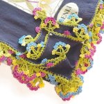 画像1: ヴィンテージスカーフ：ブルサのトゥーオヤスカーフ ローズピンクとブルーの小花 (1)