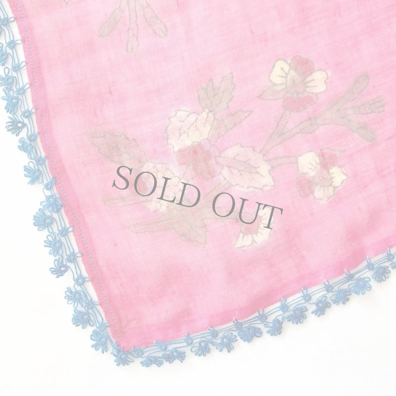 画像2: ヴィンテージスカーフ：メキッキオヤ・ダークローズピンクに渋い青 (2)