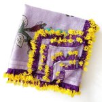 画像1: ヴィンテージスカーフ：メキッキオヤ・藤色のバスクヤズマに黄紫のオヤ (1)