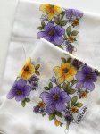 画像1: 作成用スカーフ　モダンレトロヤズマ　アイボリーホワイトに黄色と紫のお花 (1)